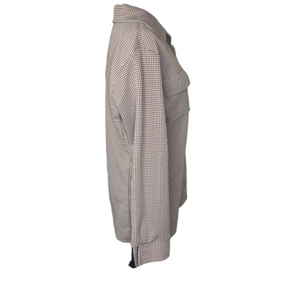 FARAH Womens Medium Brown Houndstooth Collared Jacket - Picture 2 of 7